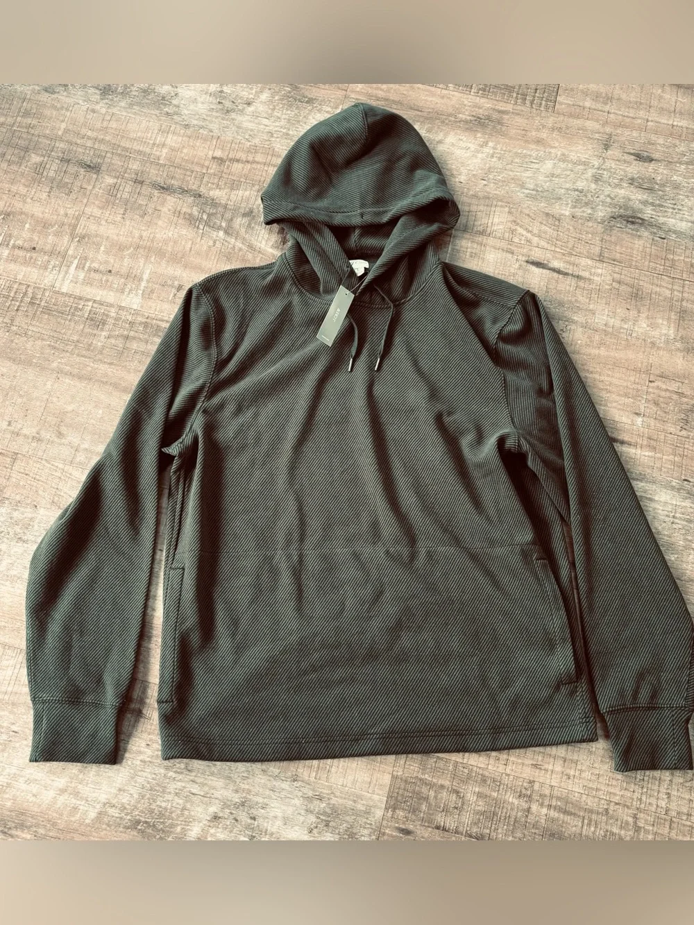NWT knit for J.Crew Men's Green Houndstooth hoodie sweatshirt size Large relaxed
